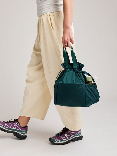 Dark teal green Kale CALPAK Insulated Lunch Bag with top handles, shown against a plain white background; ALB2001-KALE view 2