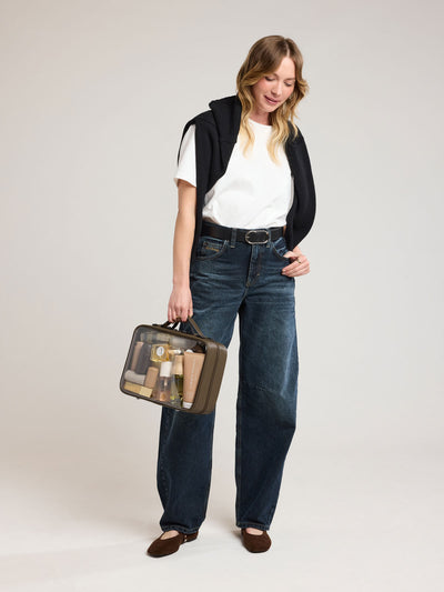 CALPAK Large Clear Cosmetic Case in brown Mushroom ; CCC2001-MUSHROOM view 2