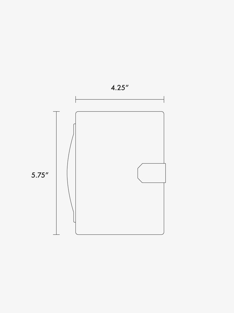 CALPAK Colette Canvas passport wallet line drawing dimensions in inches 5.75"x4.25"