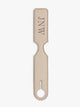 CALPAK Luggage Tag in beige Oatmeal show flat with monogram; ATG2501-OATMEAL