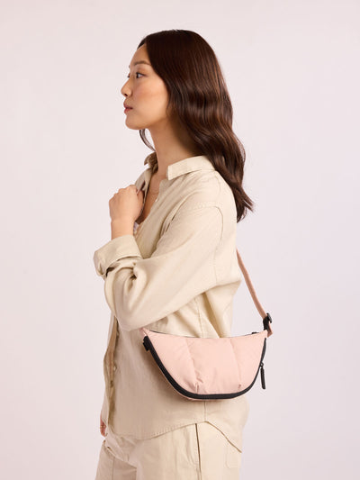 CALPAK Luka Crescent Bag in light pink Rose Quartz; CBL2601-ROSE-QUARTZ view 2