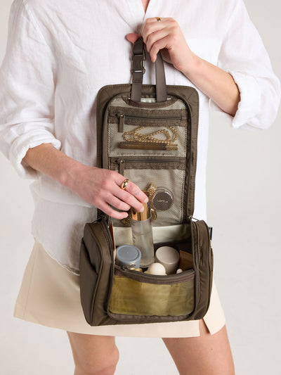 CALPAK Luka Hanging Toiletry Bag in brown Mushroom; TLH2301-MUSHROOM view 2