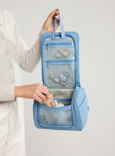 CALPAK Luka Hanging Toiletry Bag in light blue French Blue; TLH2301-FRENCH-BLUE view 2
