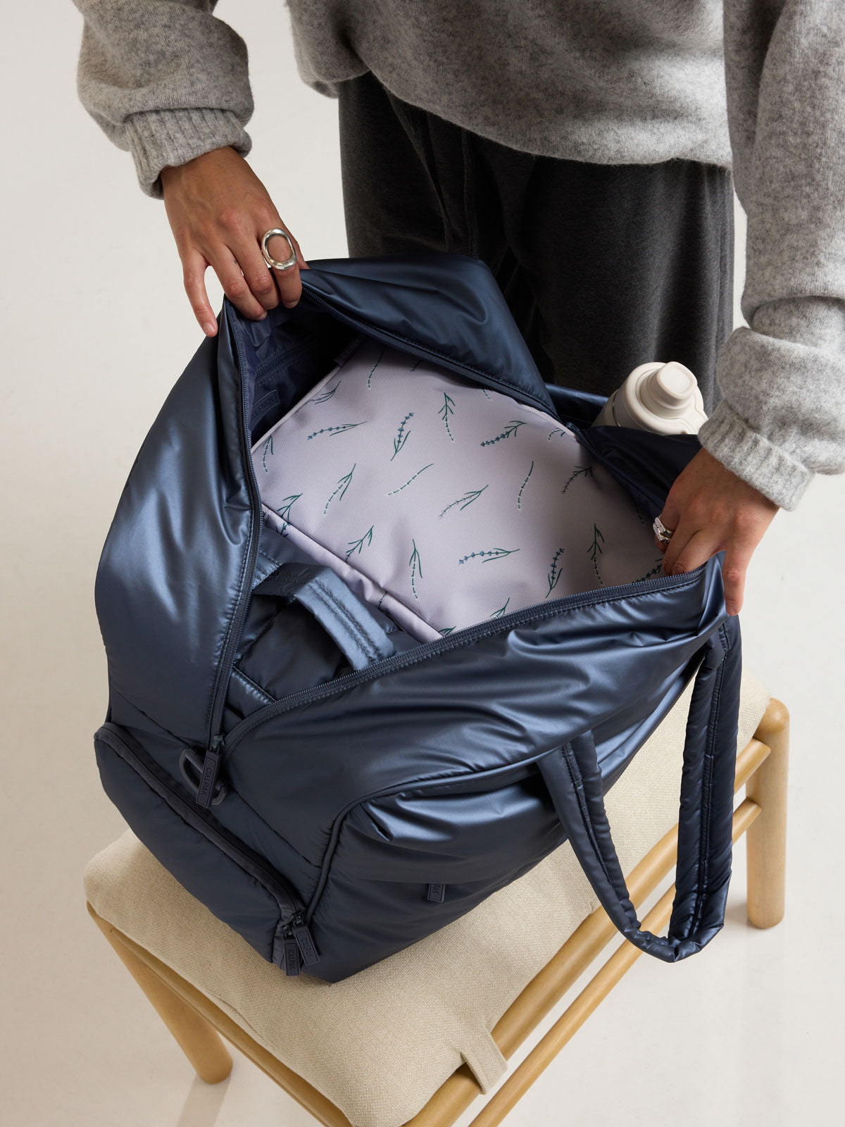 Luka Large Duffel in Metallic Indigo | CALPAK
