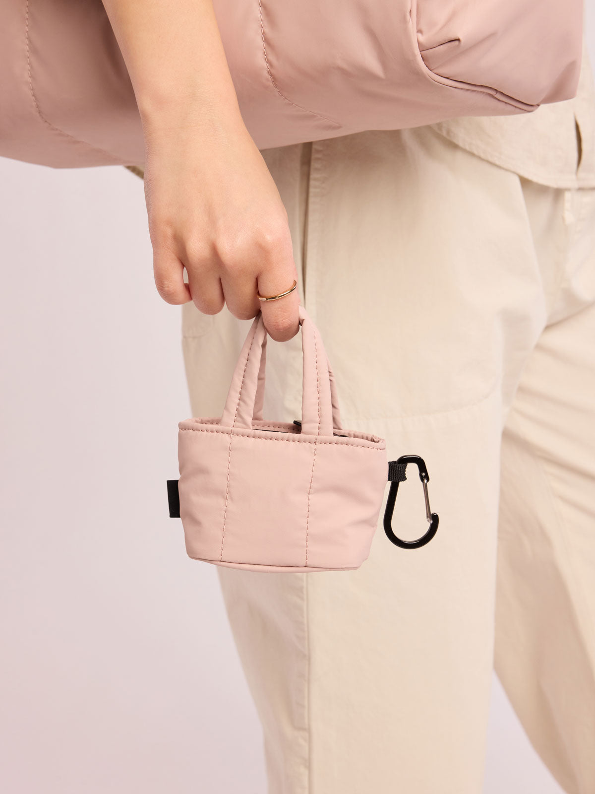 Luka Tote Zip Bag Charm in Rose Quartz | CALPAK