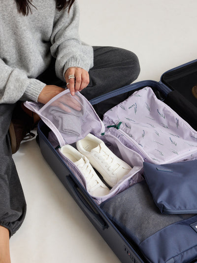 CALPAK Shoe Cubes (set of 2) inlight purple lavender print in Lavender Bloom; KSB2001-LAVENDER-BLOOM view 2