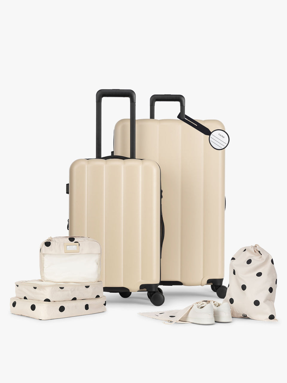 CALPAK Evry Starter Bundle in beige Polka Dot (interior is polka dot) ; LCO8000-POLKA-DOT