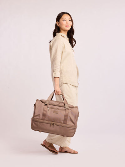 CALPAK Stevyn Duffel with Shoe Compartment in brown Chocolate; DST7019-CHOCOLATE view 2