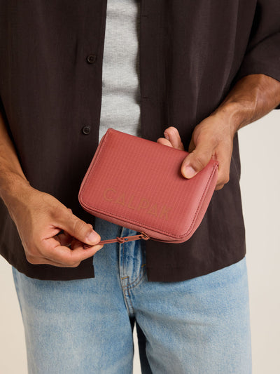 CALPAK Terra Zip Passport Wallet in red-orange Clay; ATPW2501-CLAY view 2