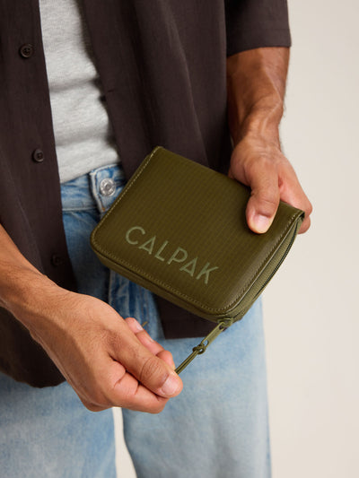 CALPAK Terra Zip Passport Wallet in green Pine; ATPW2501-PINE view 2