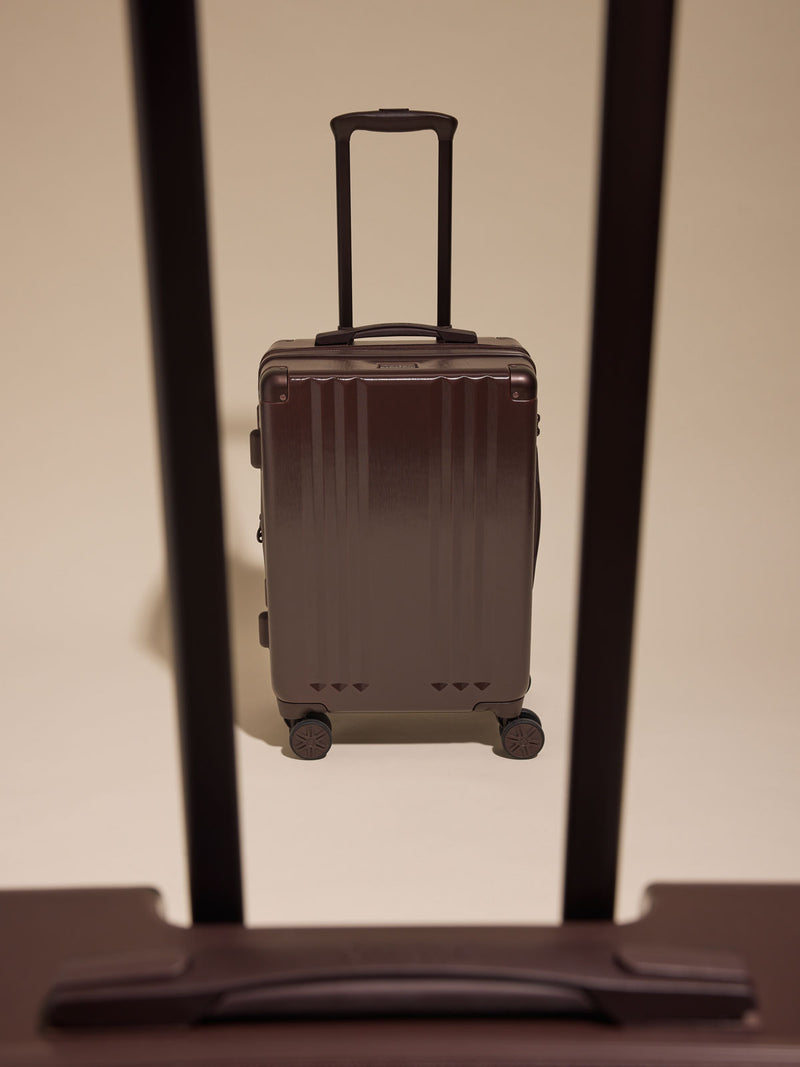 CALPAK Ambeur Carry On Luggage in brown Walnut with metallic look