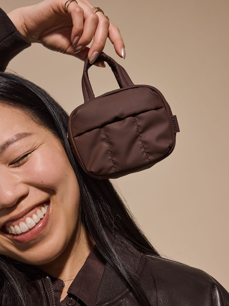 CALPAK Luka Duffel Key Pouch in brown monochrome Walnut