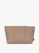 Brown Chocolate CALPAK Luka 2 Quart Zip Pouch bag with stitched paneling and top zipper, shown against a plain white background; ZLPM2601-CHOCOLATE