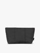 Black colored CALPAK Luka 1 Quart Pouch with vertical stitched paneling and top zipper, shown against a plain white background; ZLPS2601-MATTE-BLACK