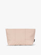 Light pink Rose Quartz colored CALPAK Luka 1 Quart Pouch with vertical stitched paneling and top zipper, shown against a plain white background; ZLPS2601-ROSE-QUARTZ