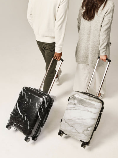 CALPAK Astyll black marble hard shell rolling carry on suitcase; LAT1020-MIDNIGHT-MARBLE view 2