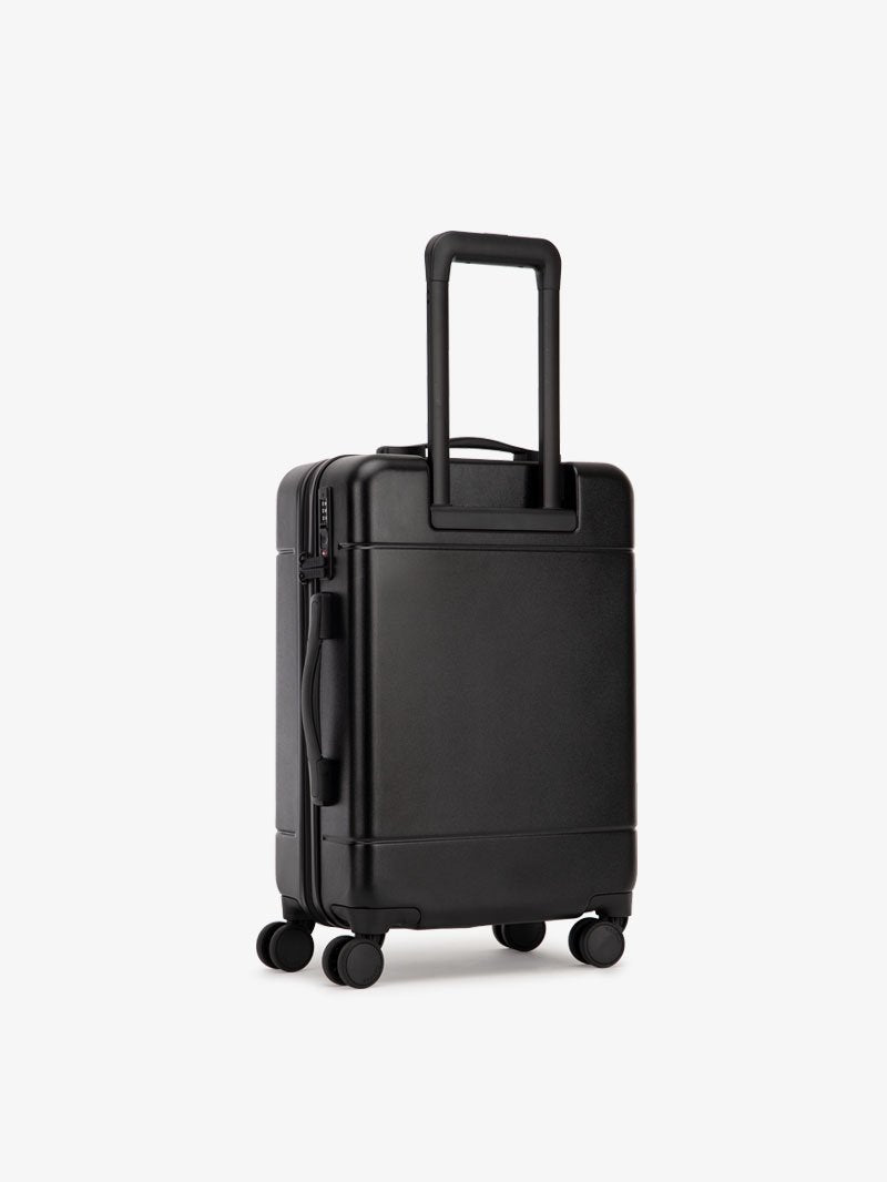 CALPAK Hue leightweight polycarbonate carry-on suitcase with laptop pocket in black color; LHU1020-BLACK