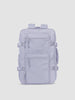 MP4 showing front, back and sides of CALPAK Terra 26L Laptop Duffel Backpack with multiple pockets in light purple Sea Glass on a white background; BPH2201-SEA-GLASS