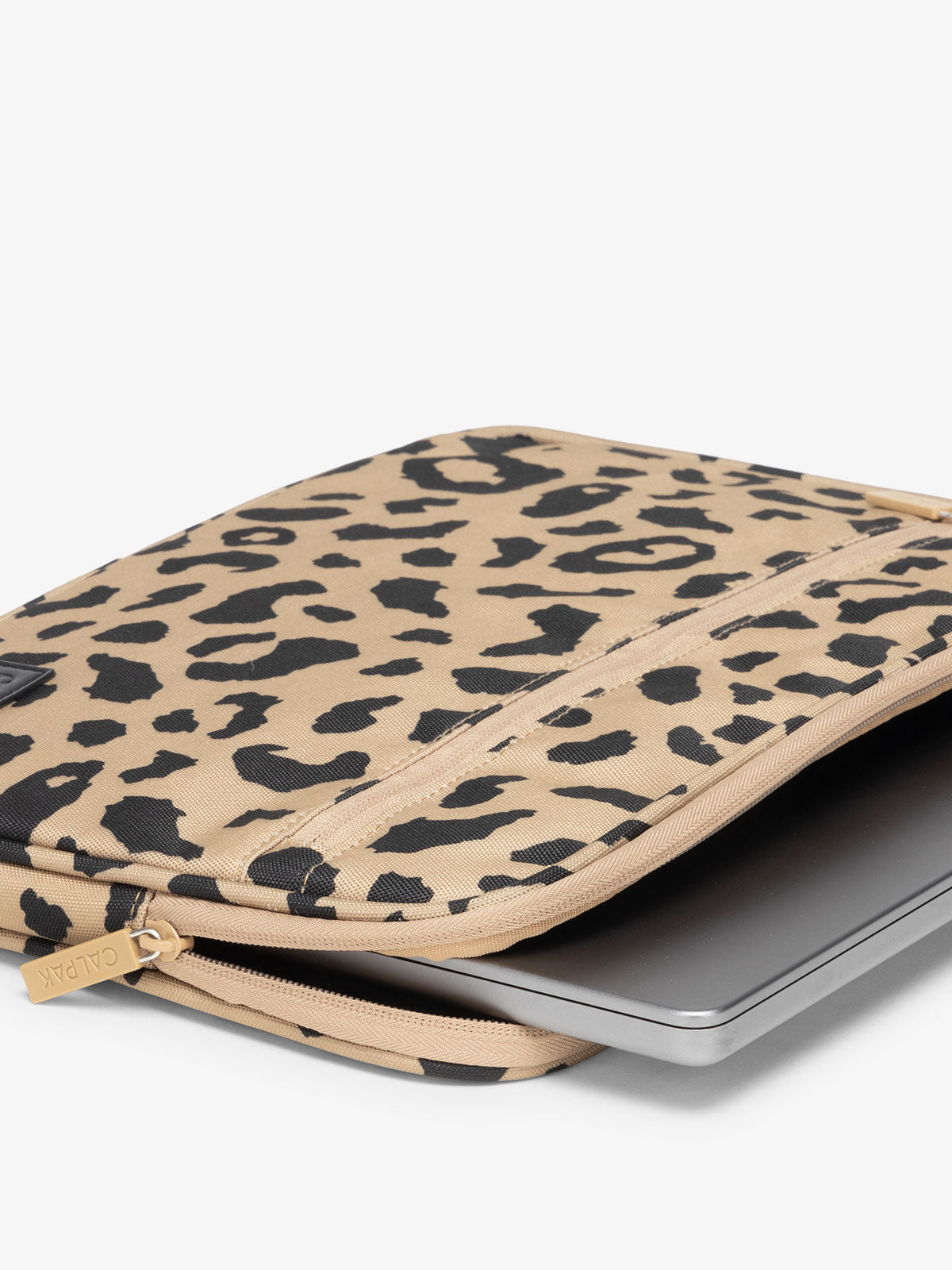 CALPAK 15-17 Inch Protective Laptop case with padded pockets for travel in cheetah print