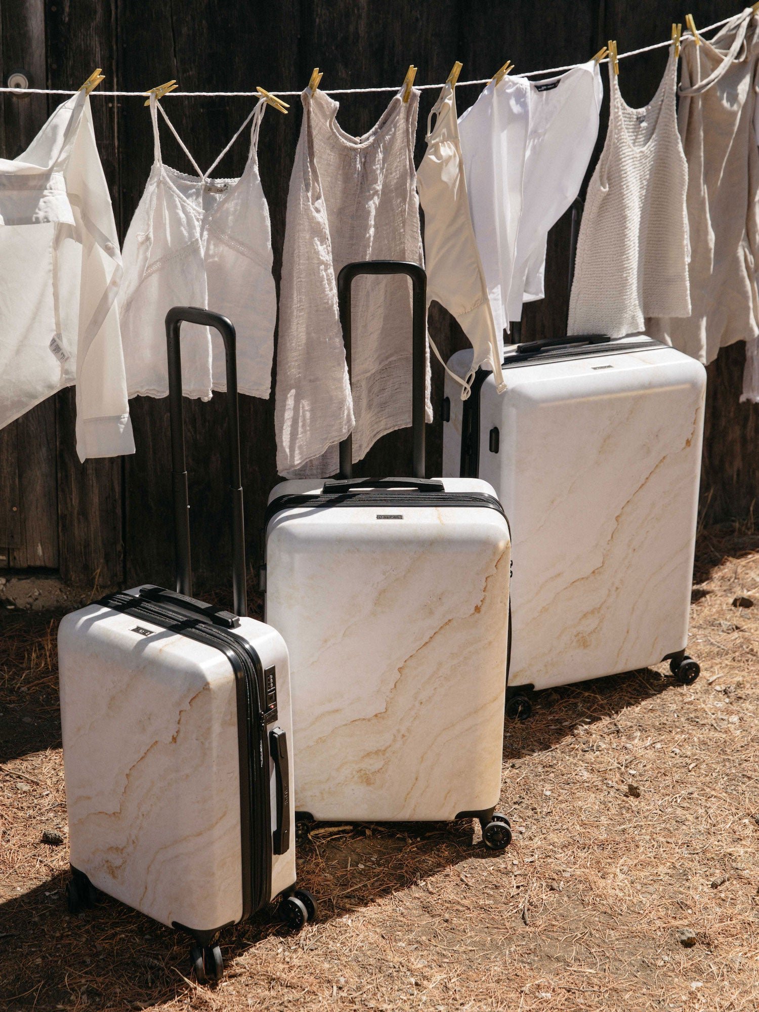 Gold Marble 3-Piece Luggage Set