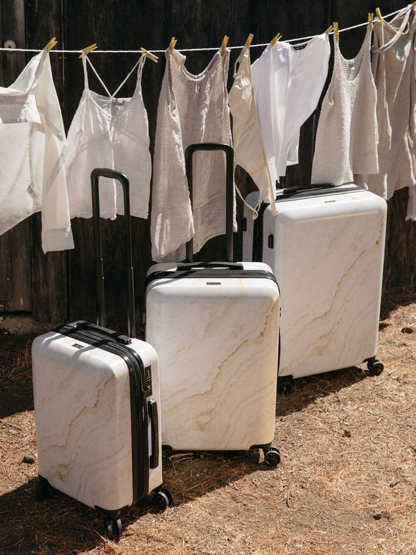 gold marble hard shell 3-piece suitcase set