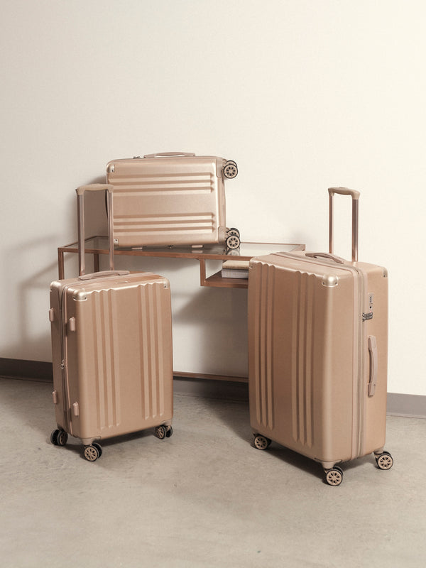 Ambeur 3 piece hard shell luggage set with spinner wheel