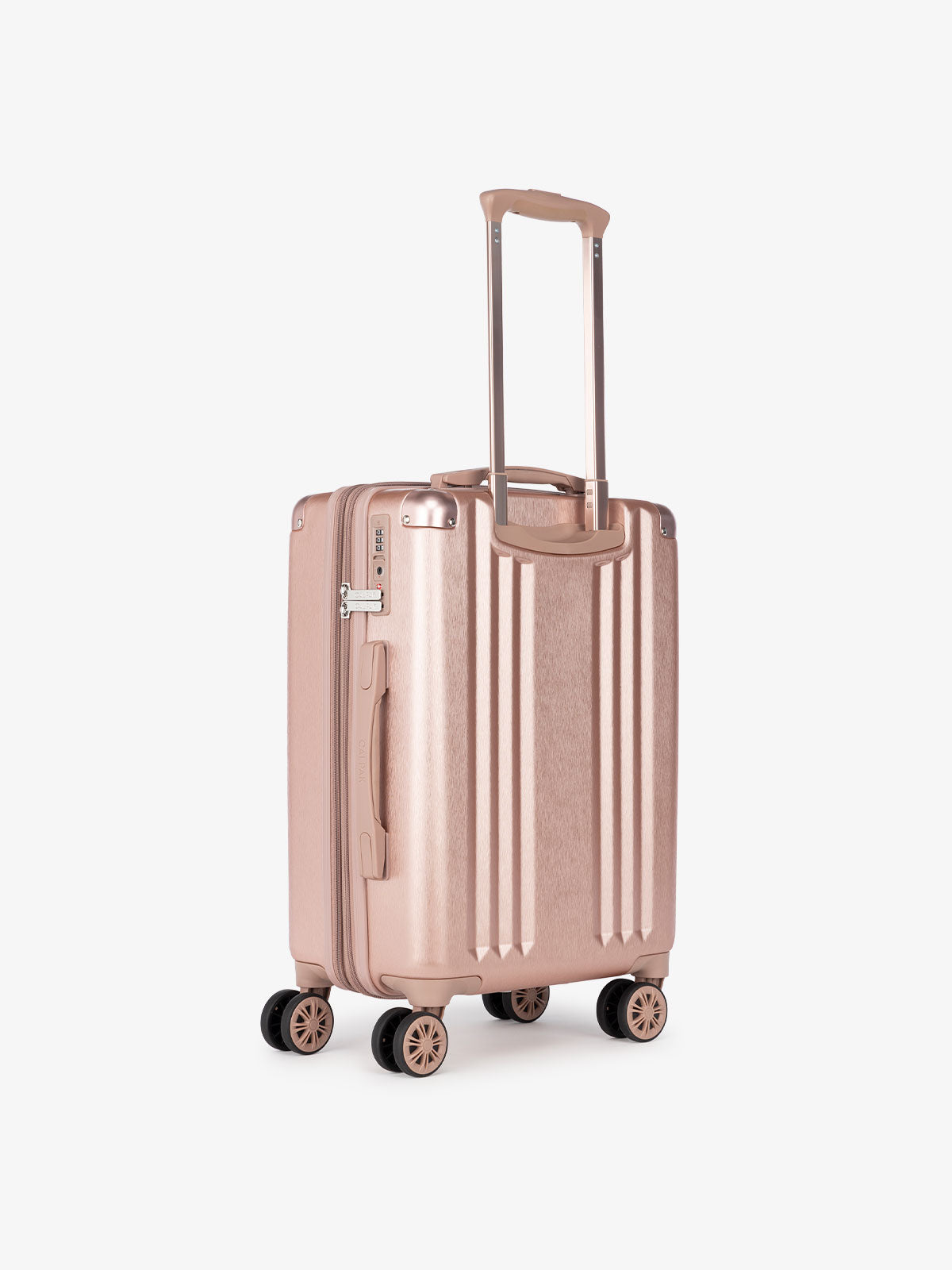 CALPAK Ambeur rose gold 22 inch hard shell rolling spinner carry on luggage
