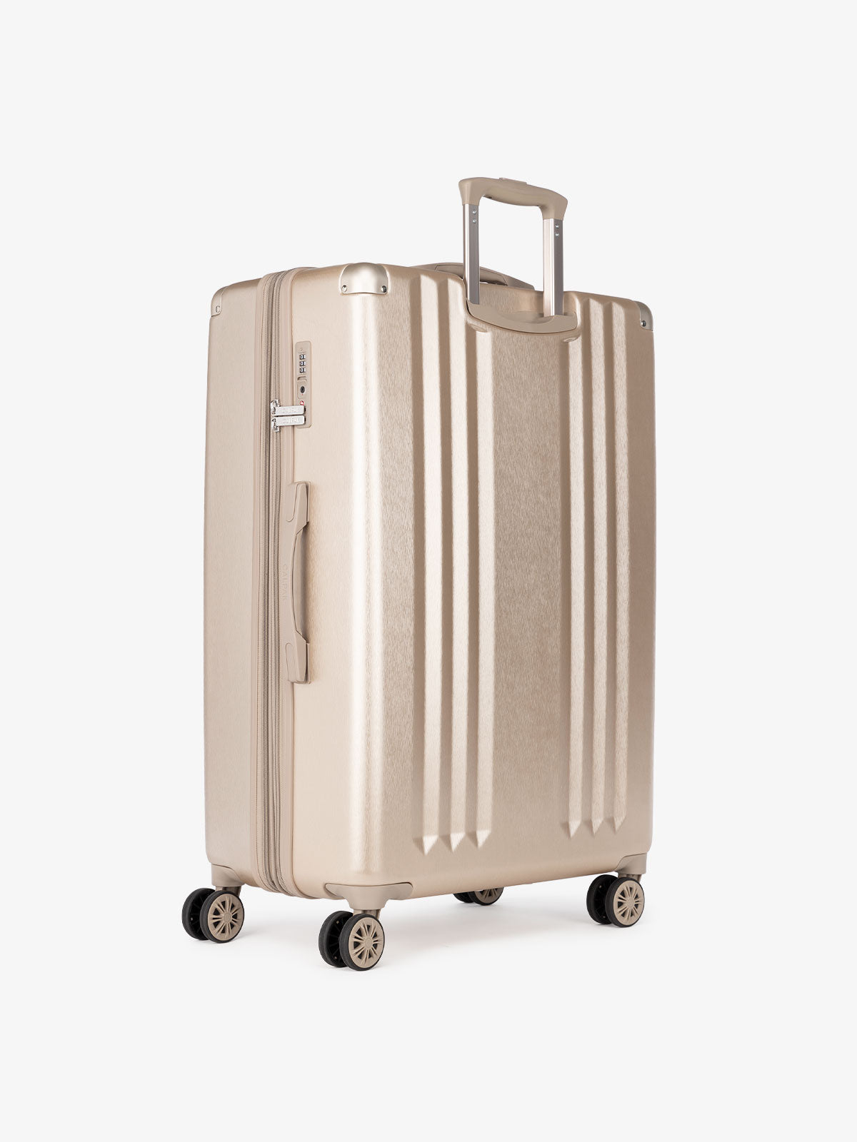 large 30 inch gold lightweight hardside suitcase