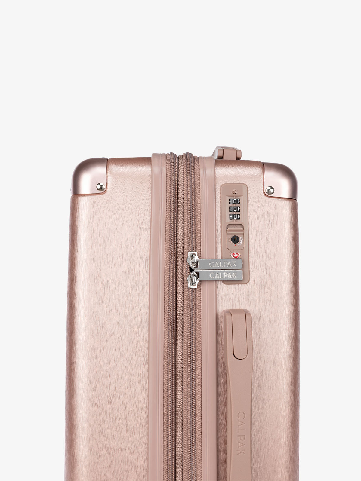 CALPAK Ambeur rose gold large size expandable suitcase with built in TSA lock