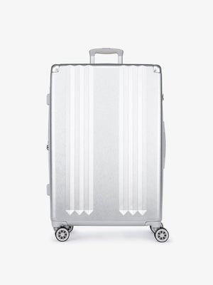 CALPAK Ambeur large 30 inch silver hardshell spinner luggage; LAM1028-SILVER
