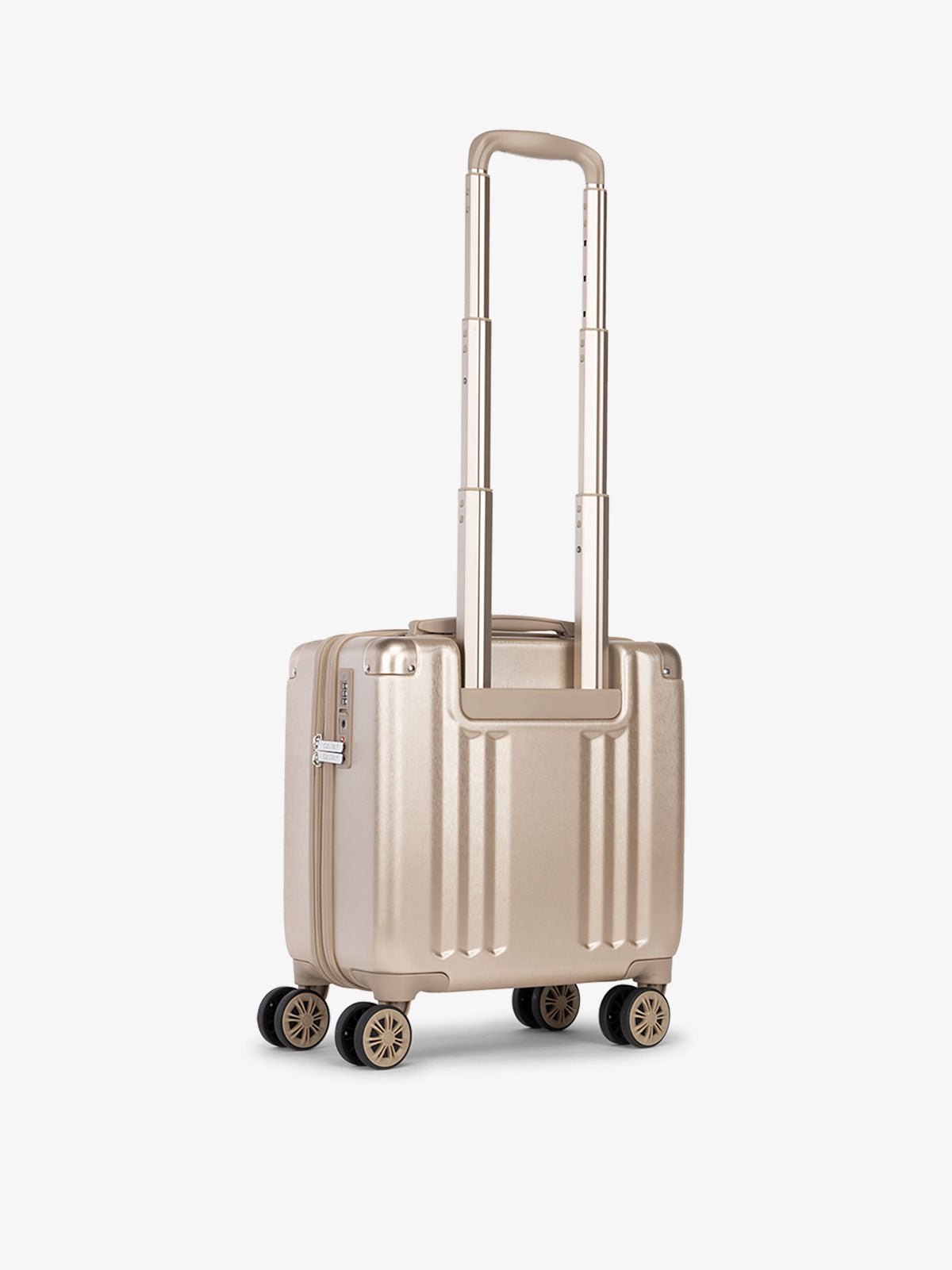 CALPAK Ambuer 16 inch wheeled carry on luggage with cushioned top handle in gold