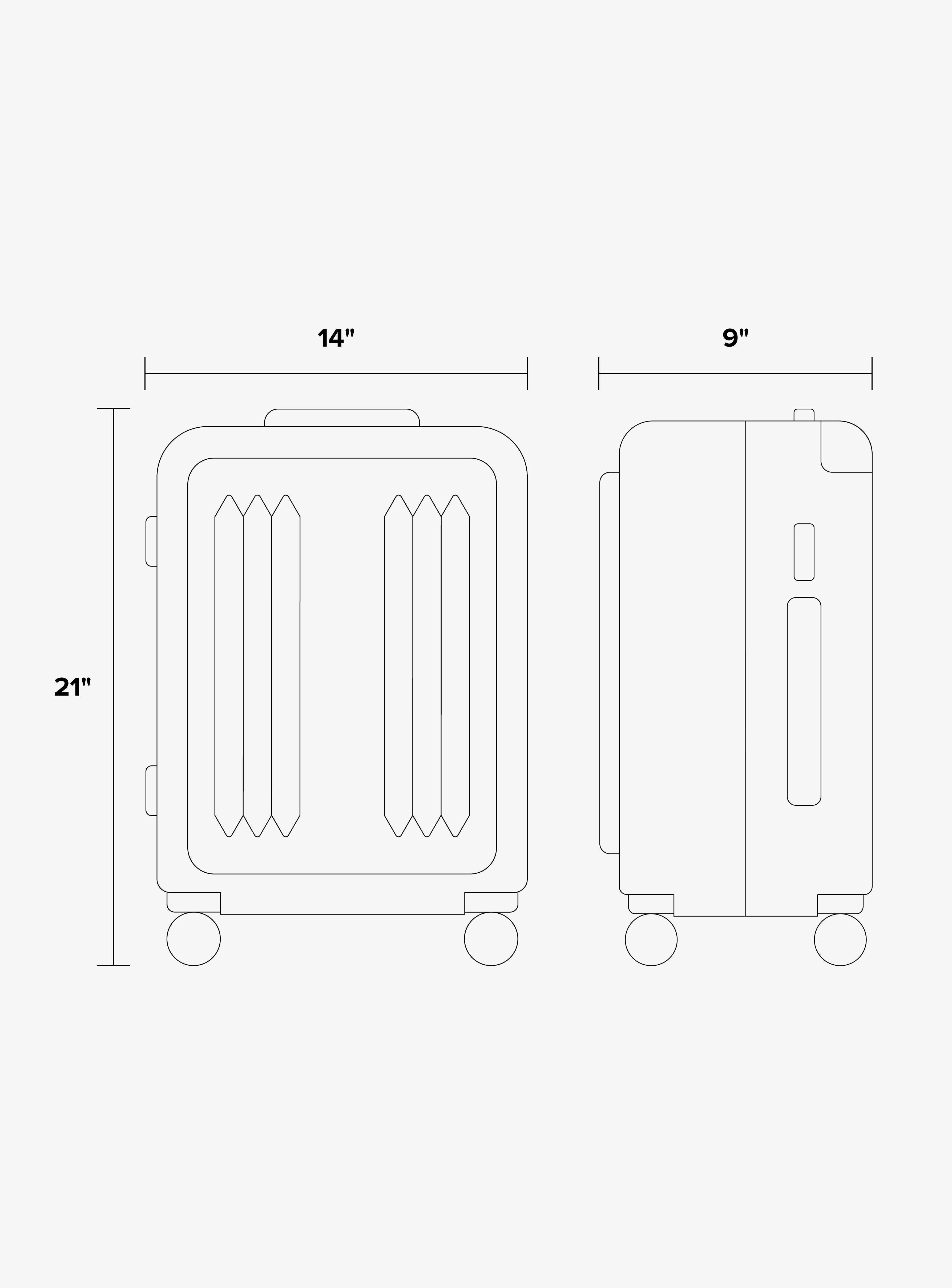 Amber front pocket carry-on luggage dimensions
