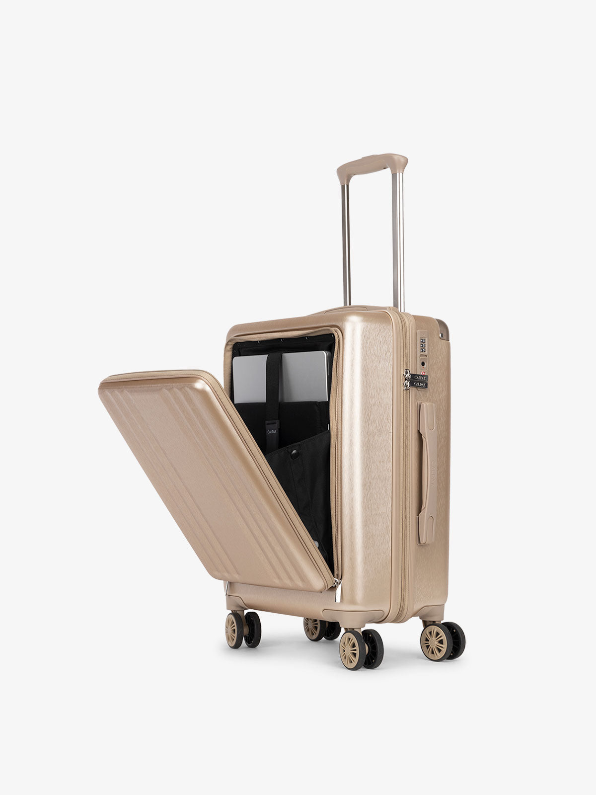 CALPAK Ambeur front pocket lightweight carry-on luggage in gold