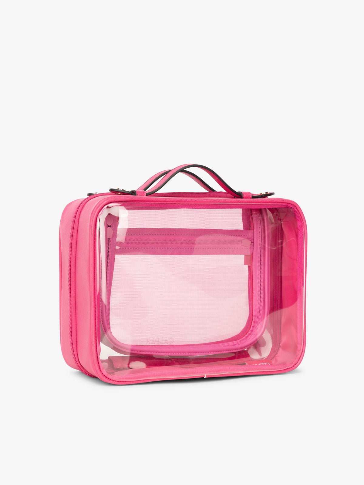 transparent cosmetics case in pink dragonfruit