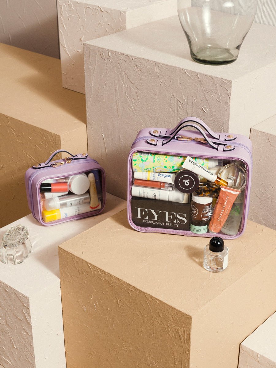 lavender purple transparent cosmetic bag