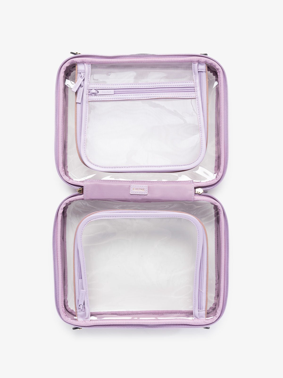 clear makeup bag with compartments