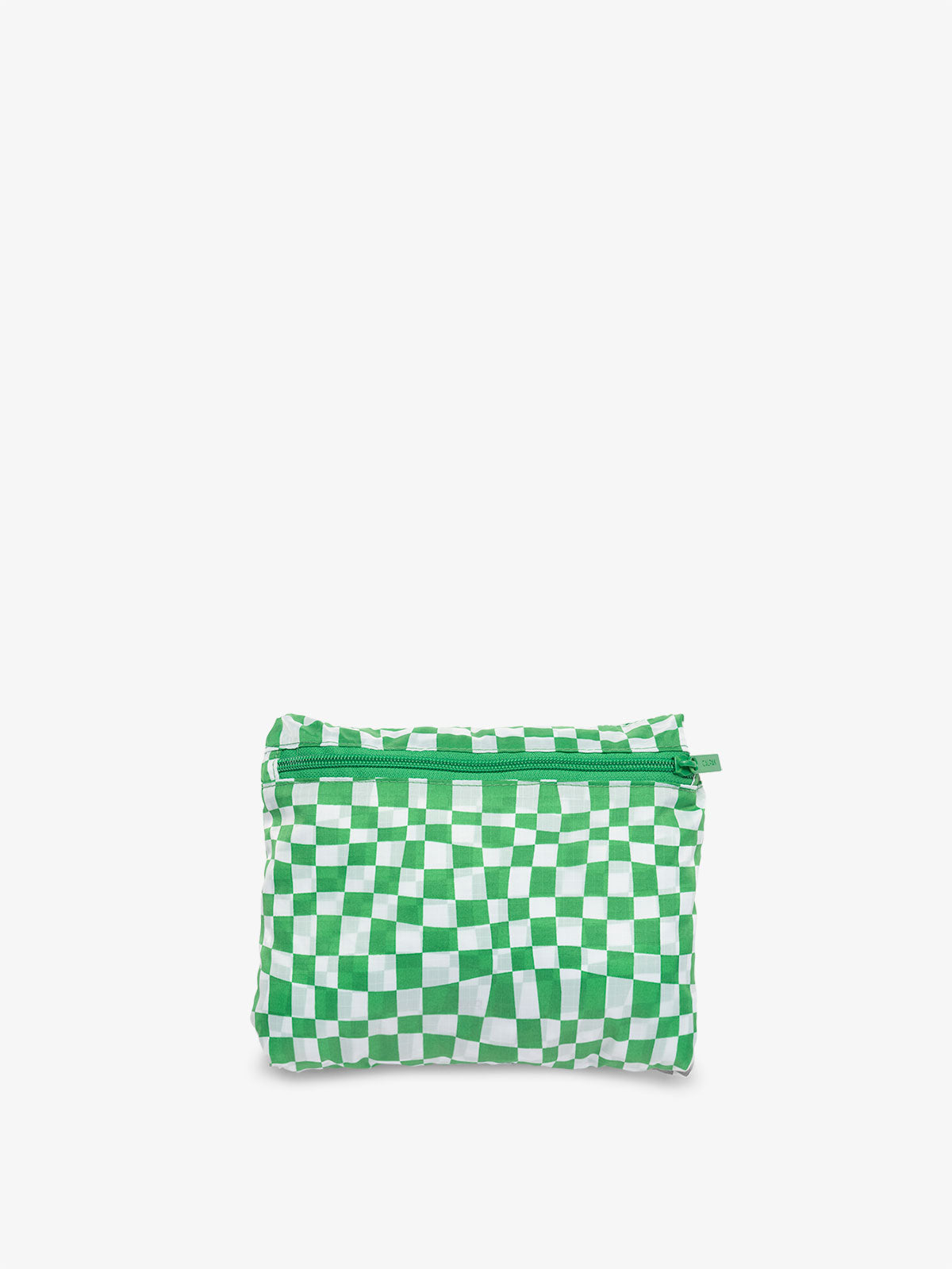 CALPAK Compakt foldable duffle bag for travel in green checkerboard