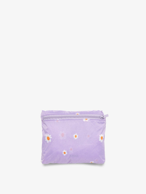 CALPAK Compakt foldable duffle bag for travel in purple floral print