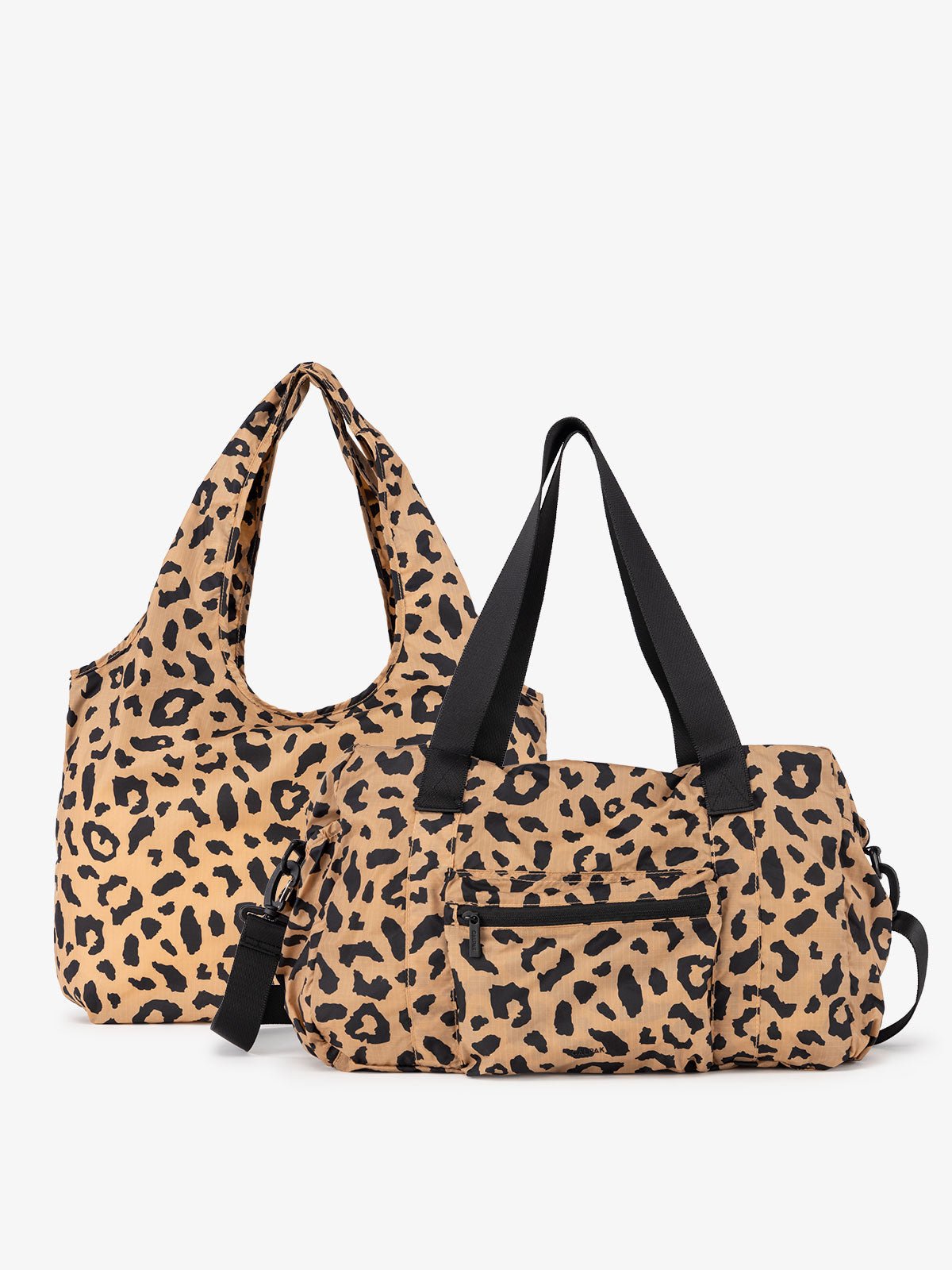 compakt duo with tote bag and duffel bag in cheetah