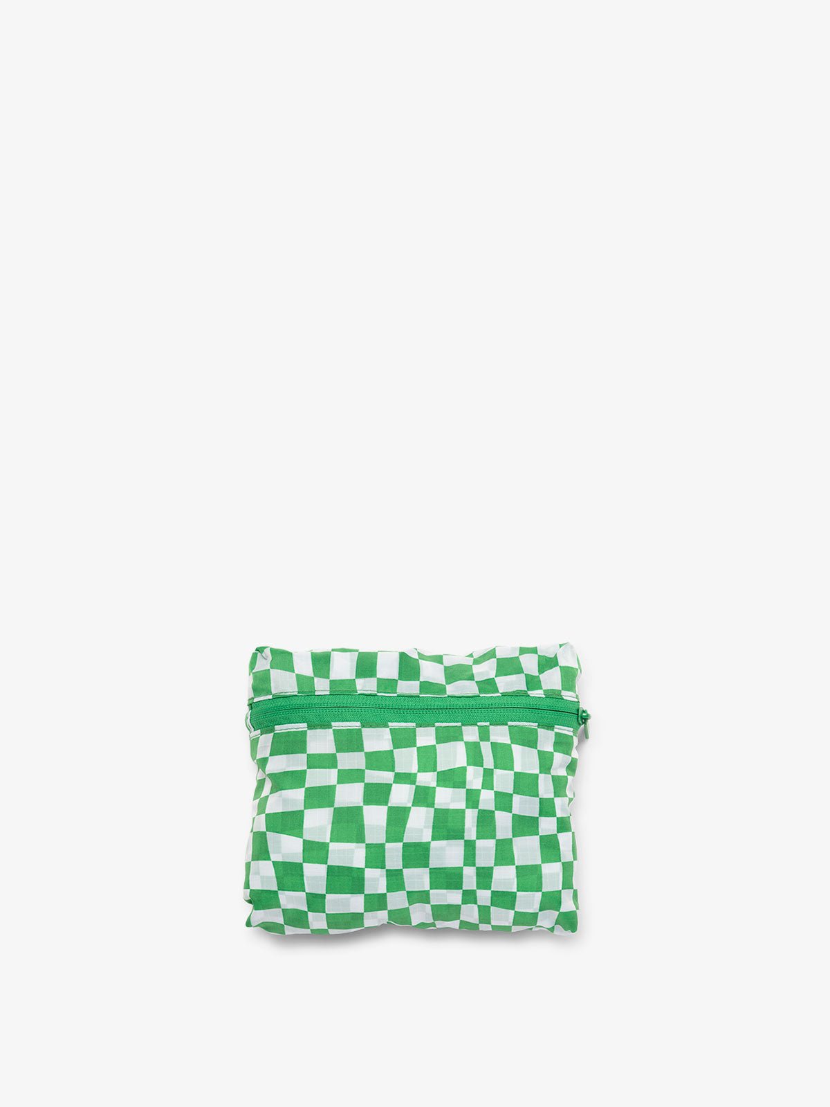 CALPAK Compakt foldable tote bag in green checkerboard