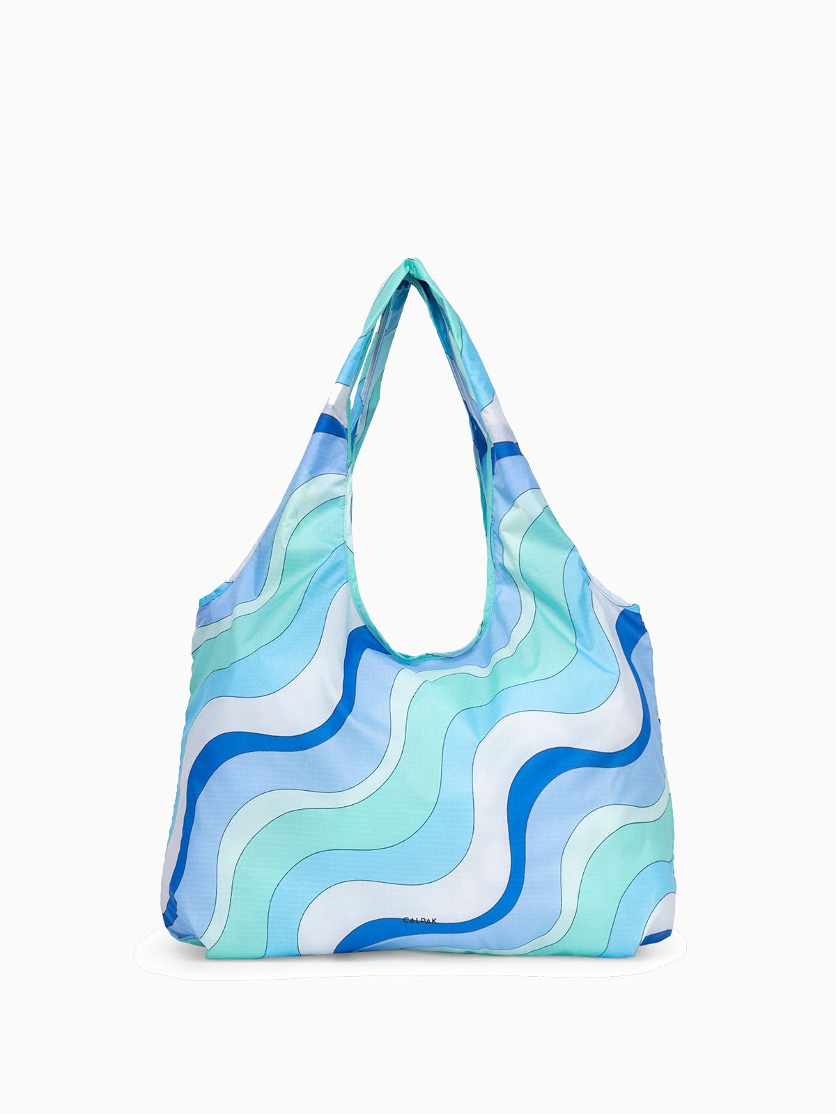 CALPAK compakt tote bag in wavy blue pattern