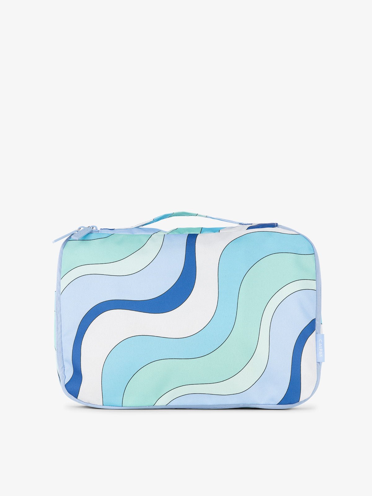 CALPAK packing cubes with top handle in wavy blue print