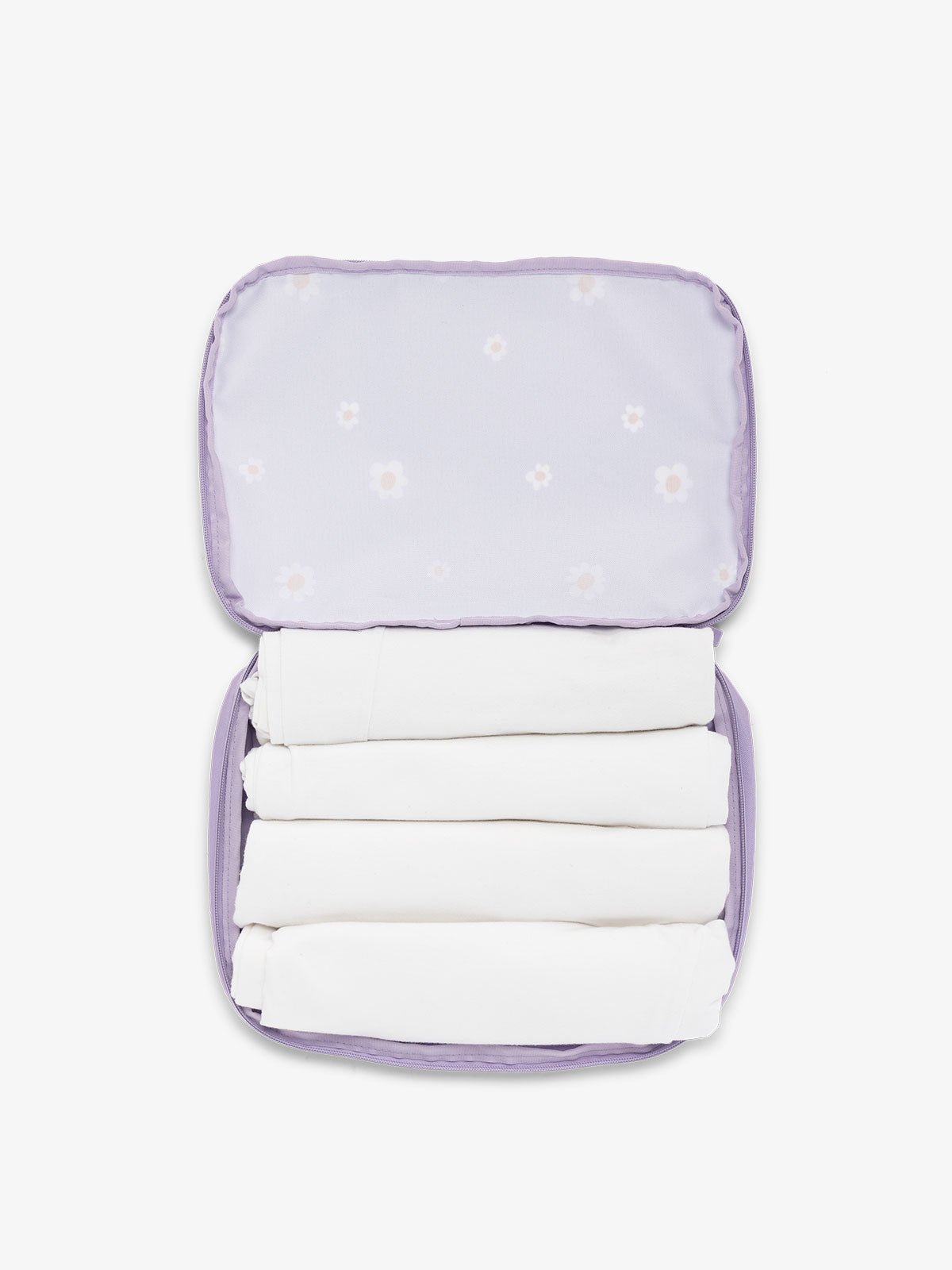 CALPAK packing cubes for travel in orchid fields lavender