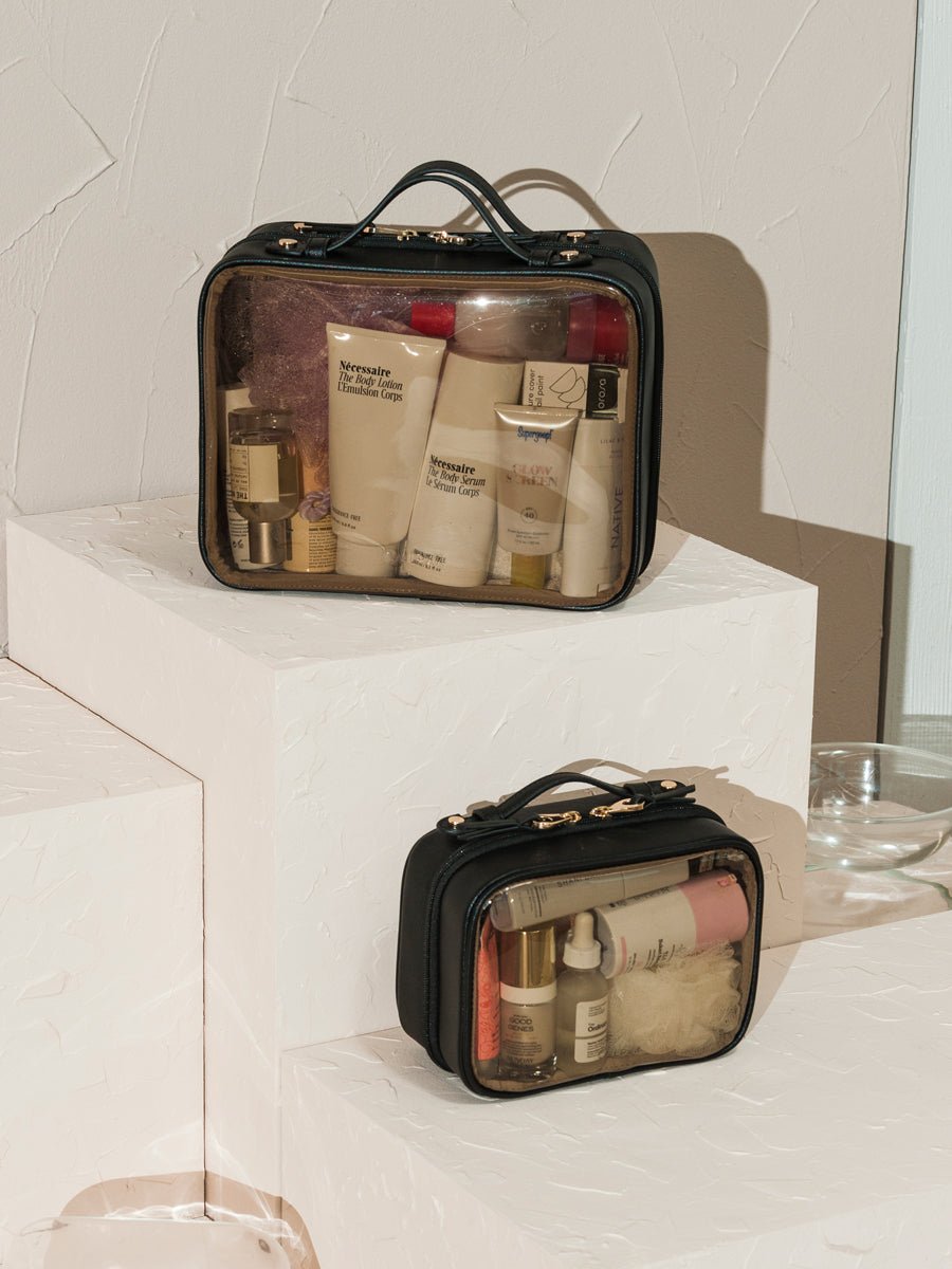 CALPAK large clear cosmetics cases in eclipse