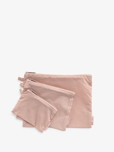 CALPAK pink pouches for purse organization; KZB2001-MAUVE
