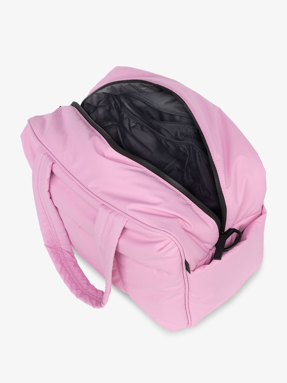 CALPAK Water Resistant  Luka Duffle Bag with multiple pockets in bubblegum pink