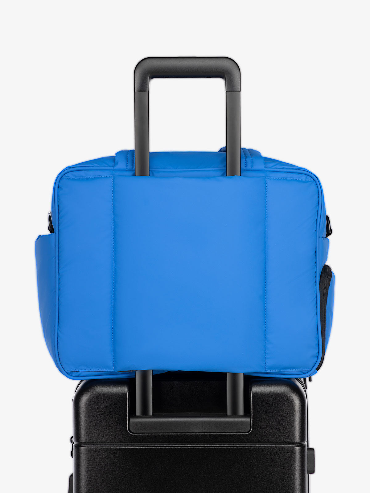 blue Luka Duffel with luggage sleeve