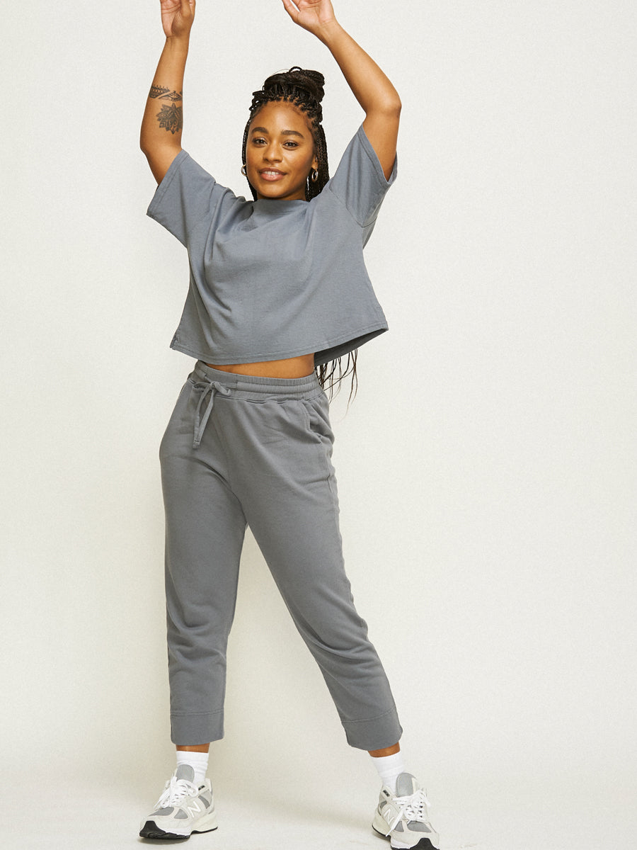 CALPAK cropped 100% cotton lounge tee