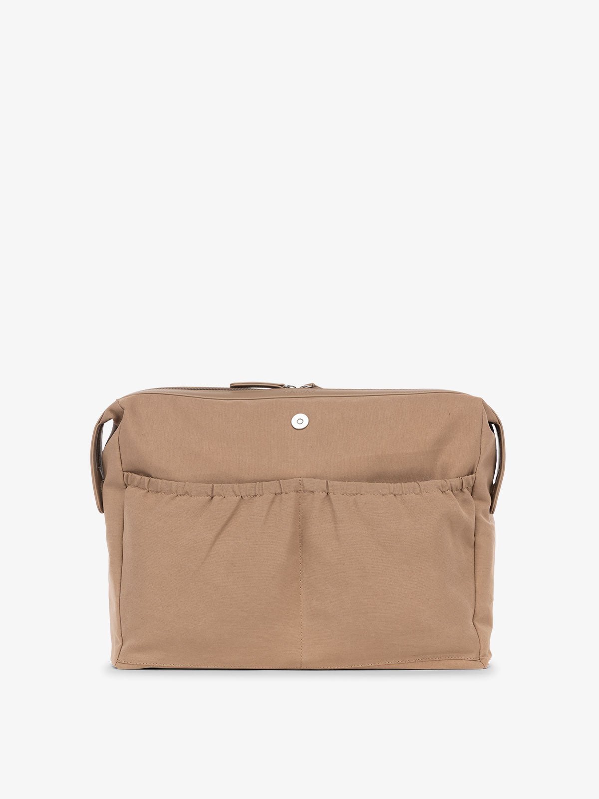 CALPAK Haven laptop tote bag with removeable laptop sleeve in taupe brown