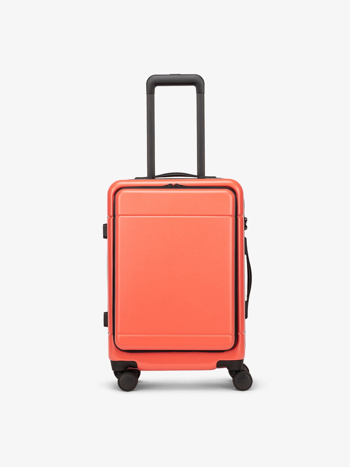 hue carry-on hard shell luggage with front pocket